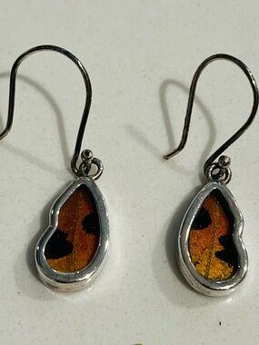 Cognac /Brown Butterfly Wings Butterfly Pendant Sterling Silver 925